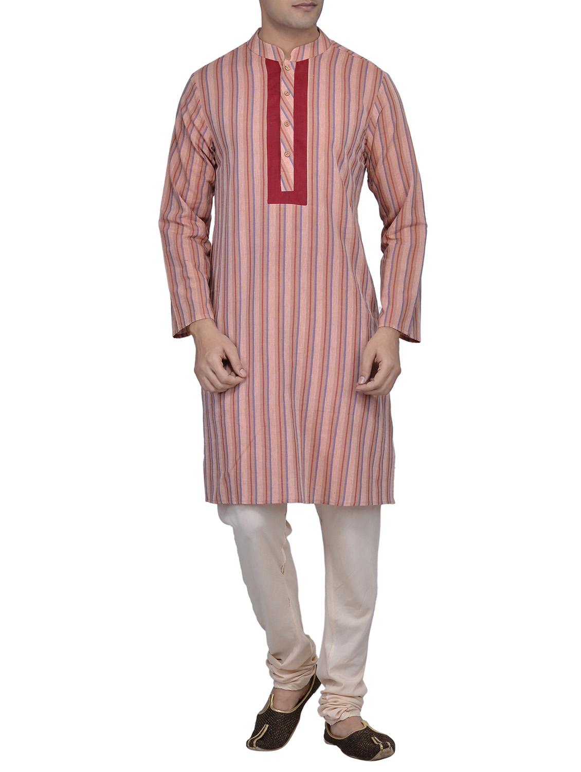 red cotton long kurta - 14922341 -  Zoom Image - 0