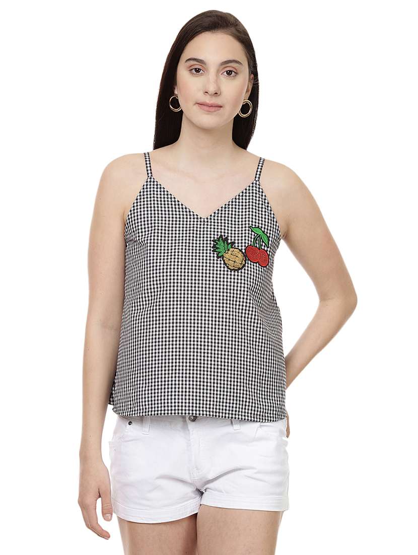 graphic patch checkered cami top