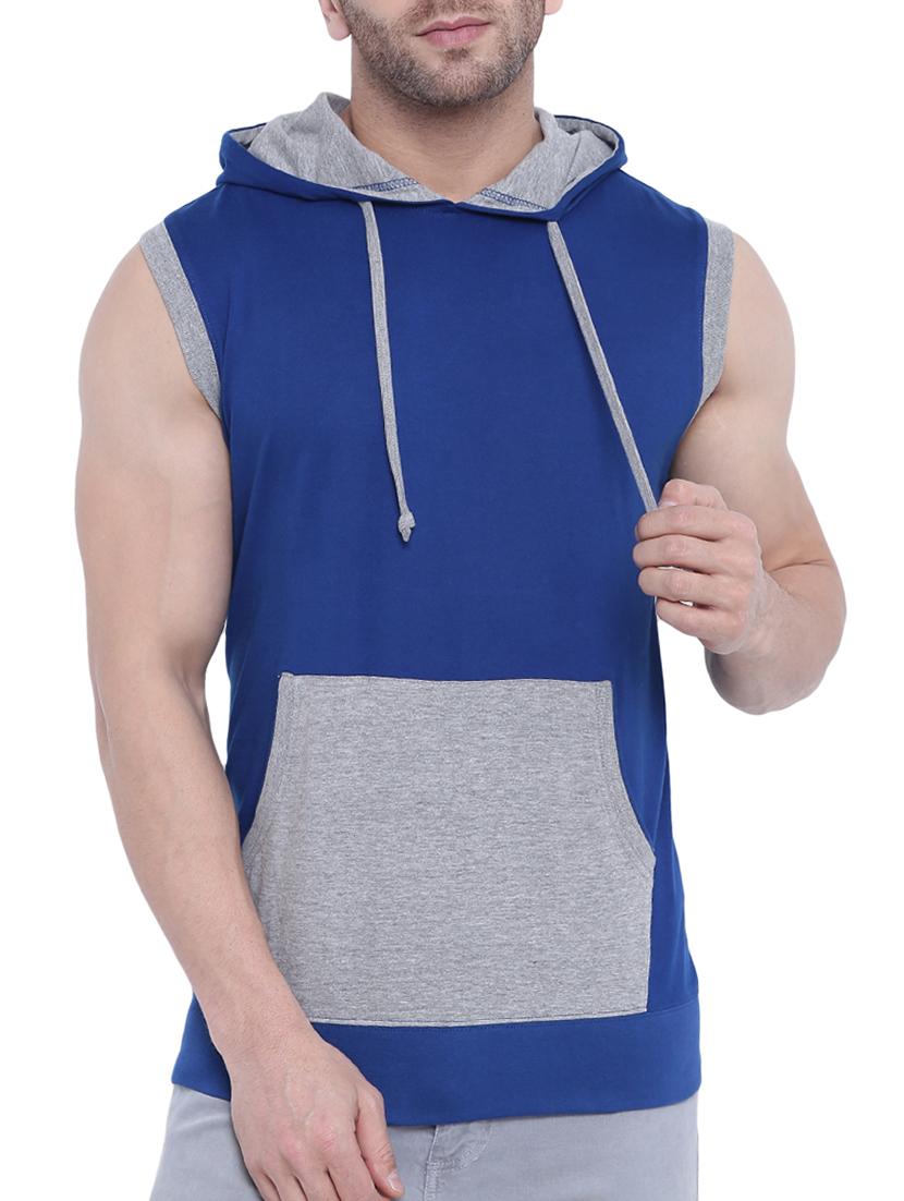 blue cotton color block t-shirt - 14926565 -  Zoom Image - 0