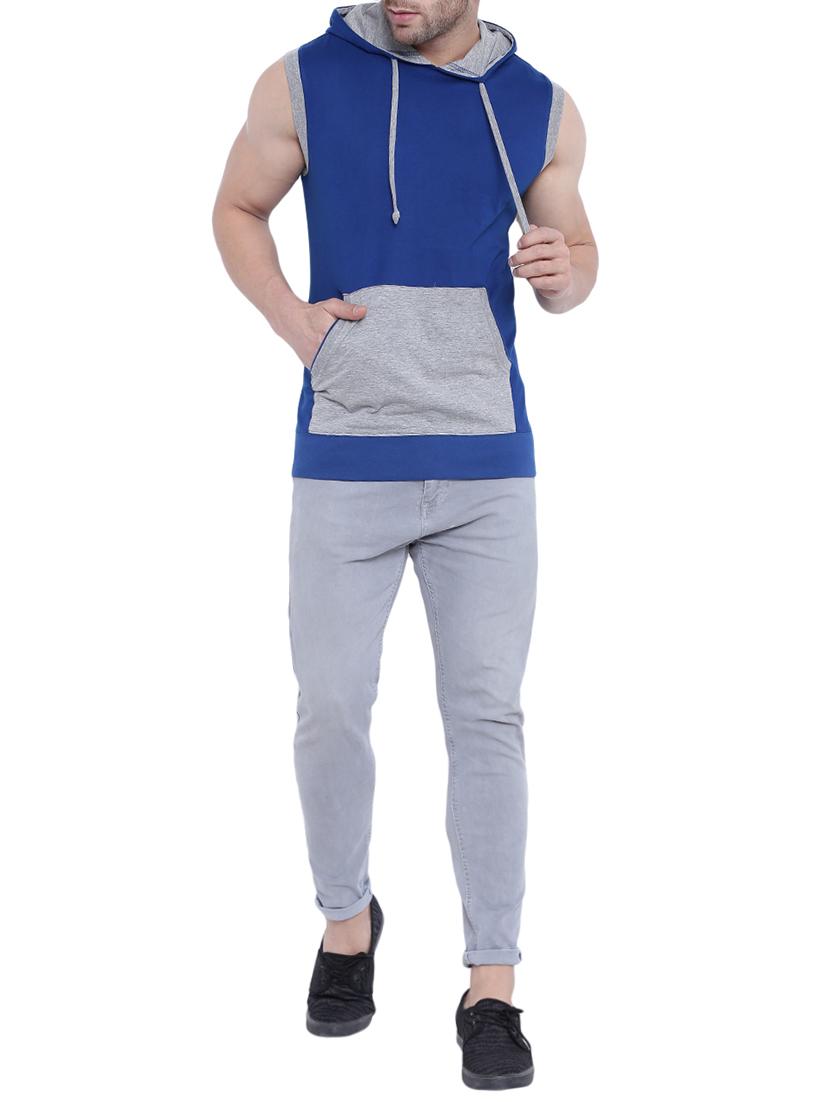 blue cotton color block t-shirt - 14926565 - Standard Image - 3