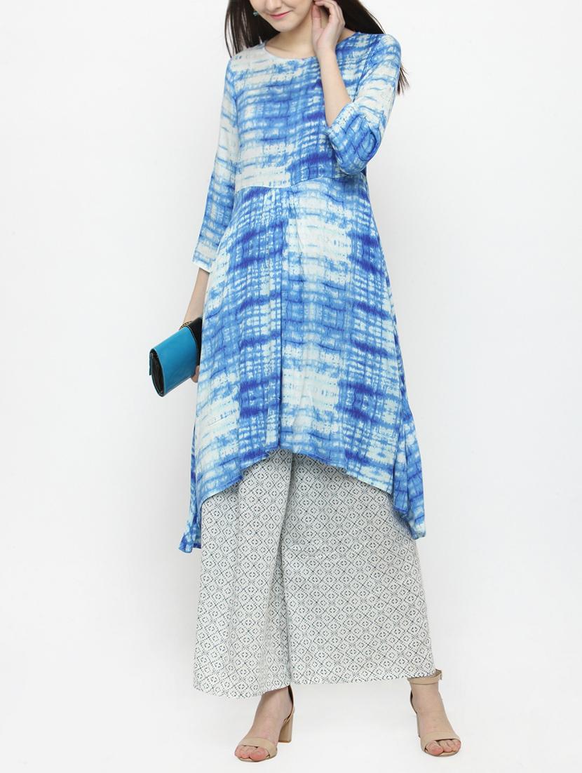 white cotton kurta palazzo  set - 14928252 -  Zoom Image - 0