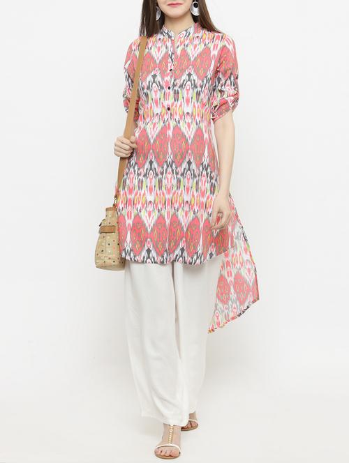 pink cotton kurta palazzo set - 14928256 - Standard Image - 0