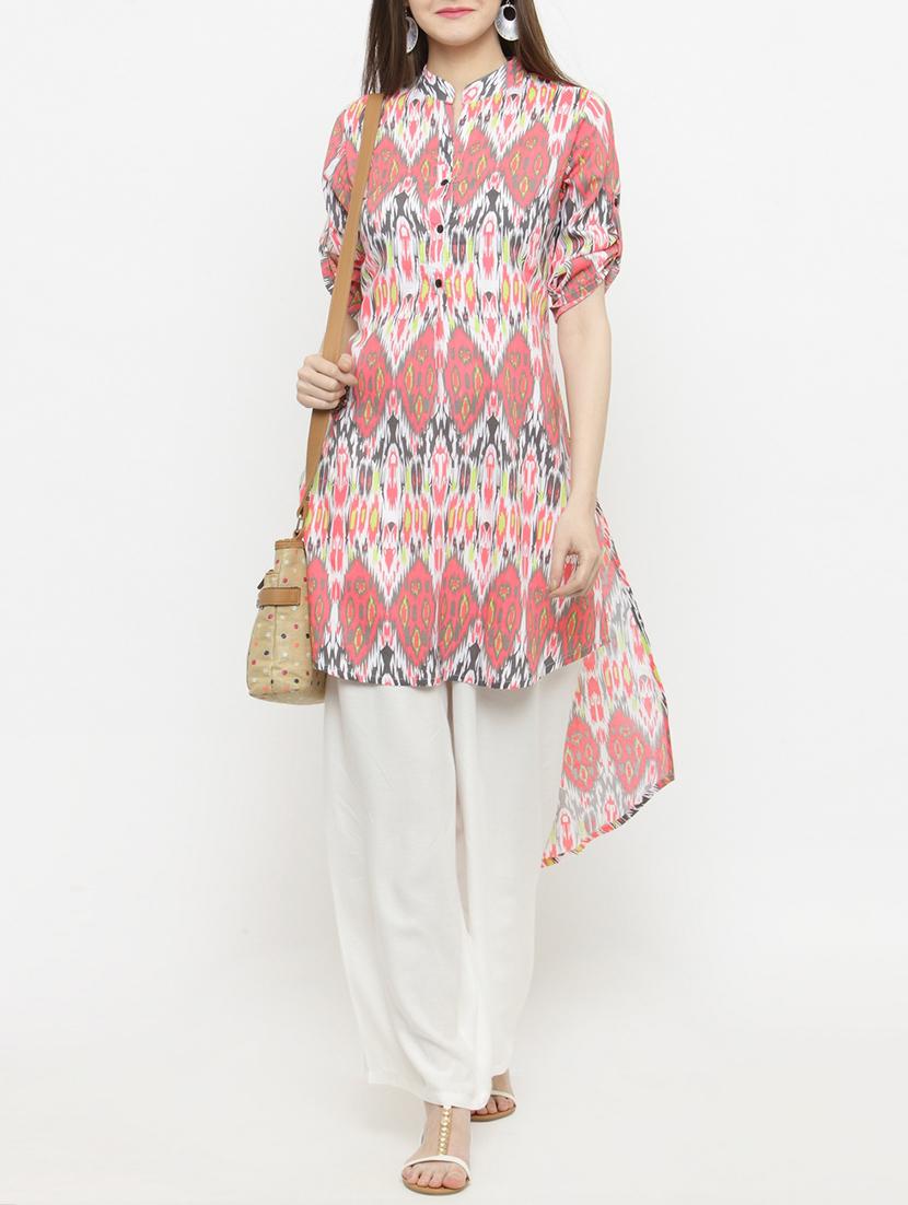 pink cotton kurta palazzo set - 14928256 - Zoom Image - 0