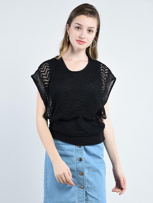 chevron knit embellished top - 14929073 -  Standard Image - 0