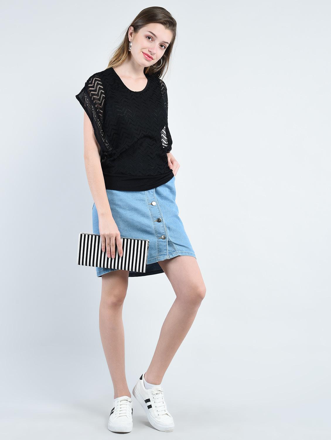 chevron knit embellished top - 14929073 - Standard Image - 3