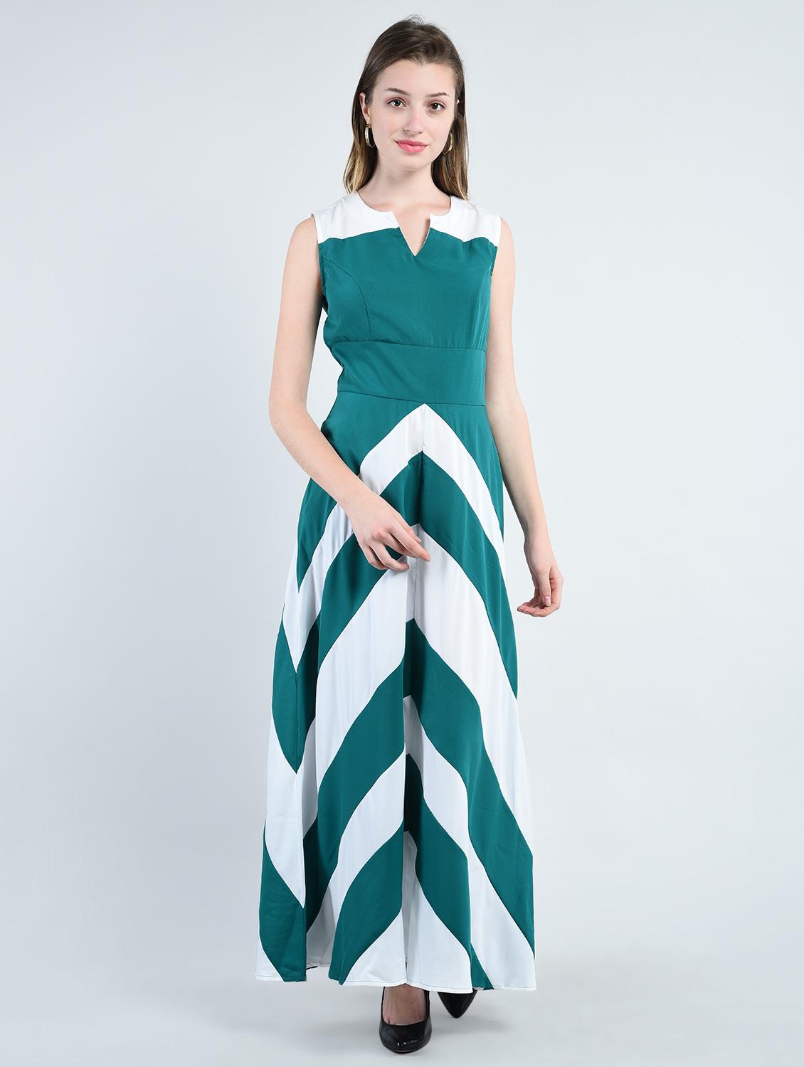 green printed crepe maxi dress - 14929109 - Zoom Image - 0
