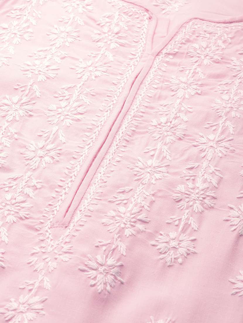 pink lucknowi chikankari straight kurta - 14929159 -  Standard Image - 3