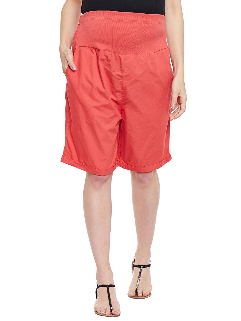 red cotton maternity wear shorts - 14929388 - Zoom Image - 0