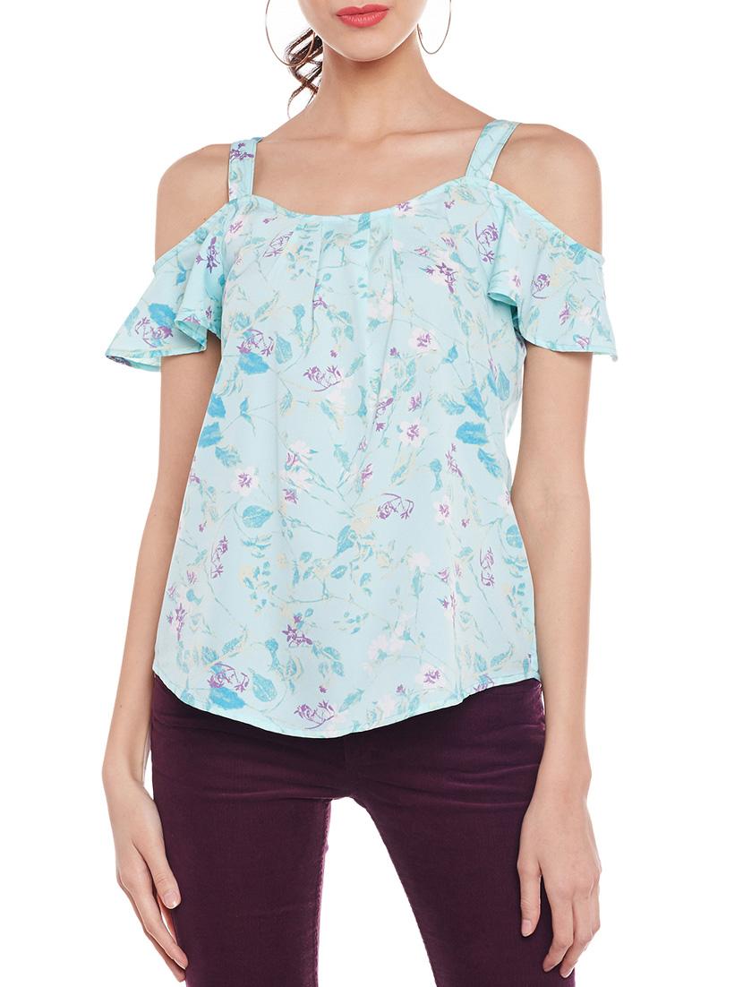 light blue cold shoulder top - 14929433 - Zoom Image - 0