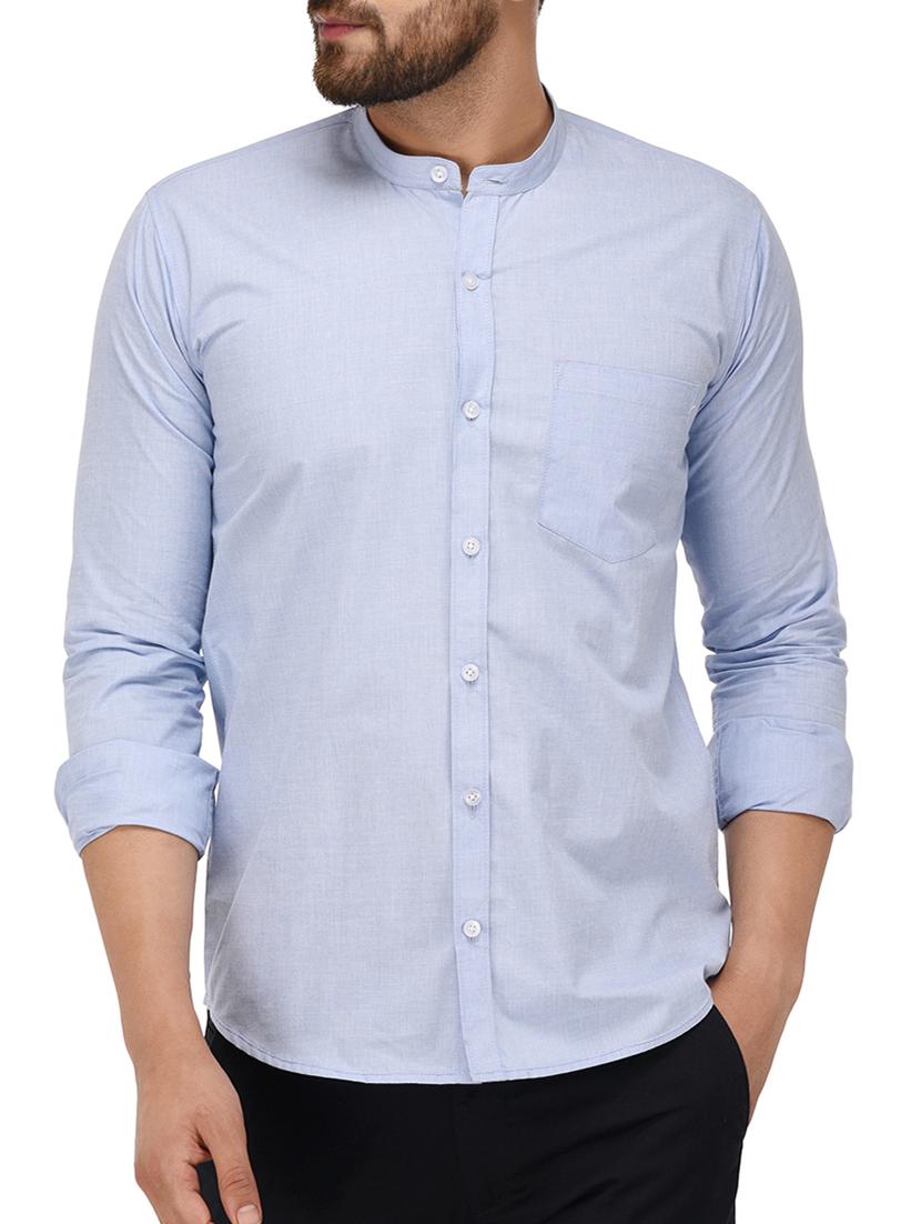 light blue cotton casual shirt - 14929637 -  Zoom Image - 0