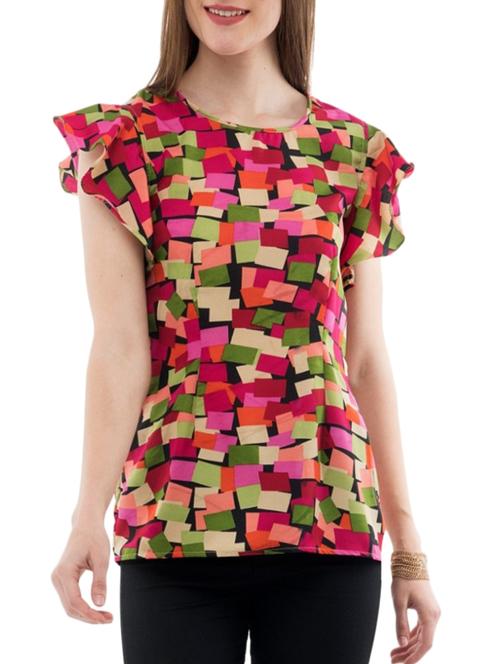 pink printed crepe top - 14930579 -  Standard Image - 0