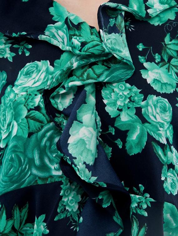 green printed crepe ruffle top - 14930585 - Standard Image - 3