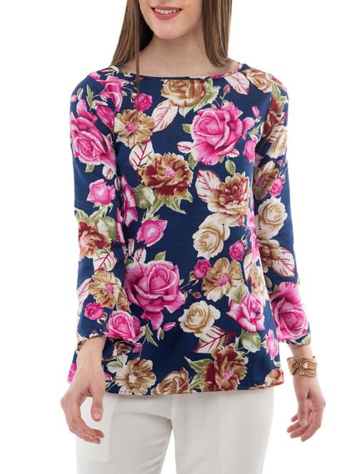 floral boat neck top - 14930613 - Standard Image - 0