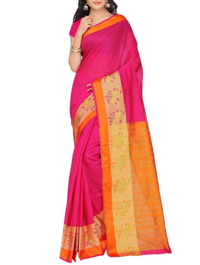 pink cotton chanderi saree with blouse