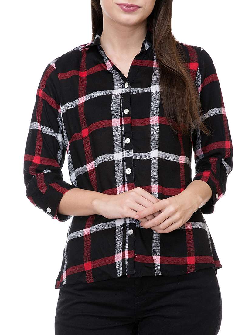 black checkered shirt