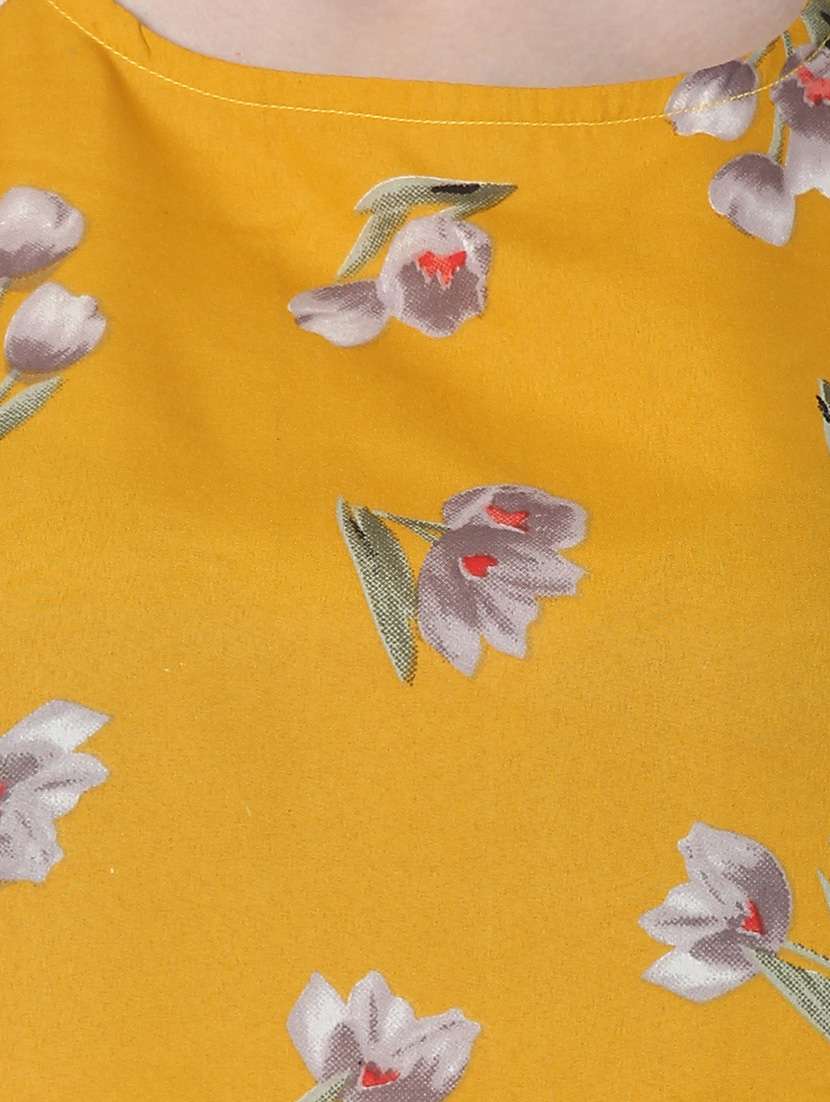 yellow printed cold shoulder top - 14934454 -  Standard Image - 3