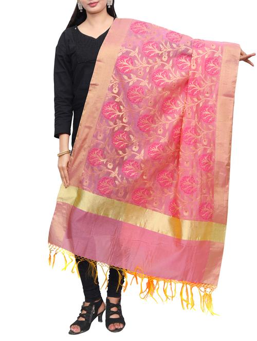 pink chanderi dupatta - 14934978 - Standard Image - 0