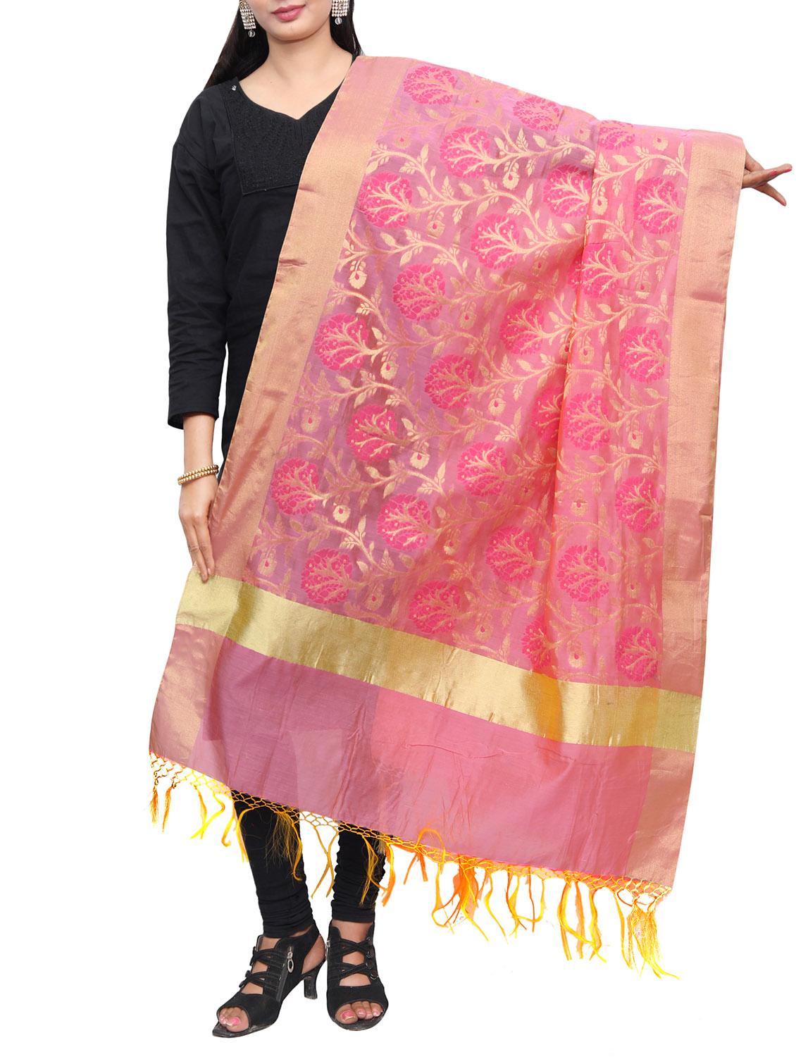 pink chanderi dupatta - 14934978 - Zoom Image - 0