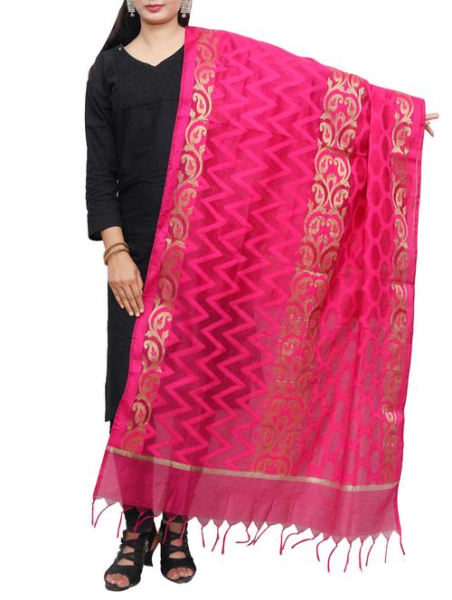 pink chanderi dupatta - 14934989 -  Standard Image - 0
