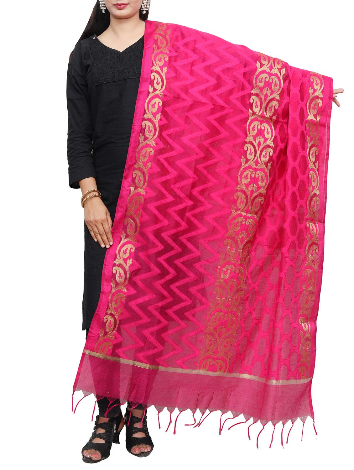 pink chanderi dupatta - 14934989 -  Zoom Image - 0