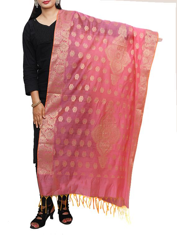 pink chanderi dupatta - 14934994 -  Zoom Image - 0