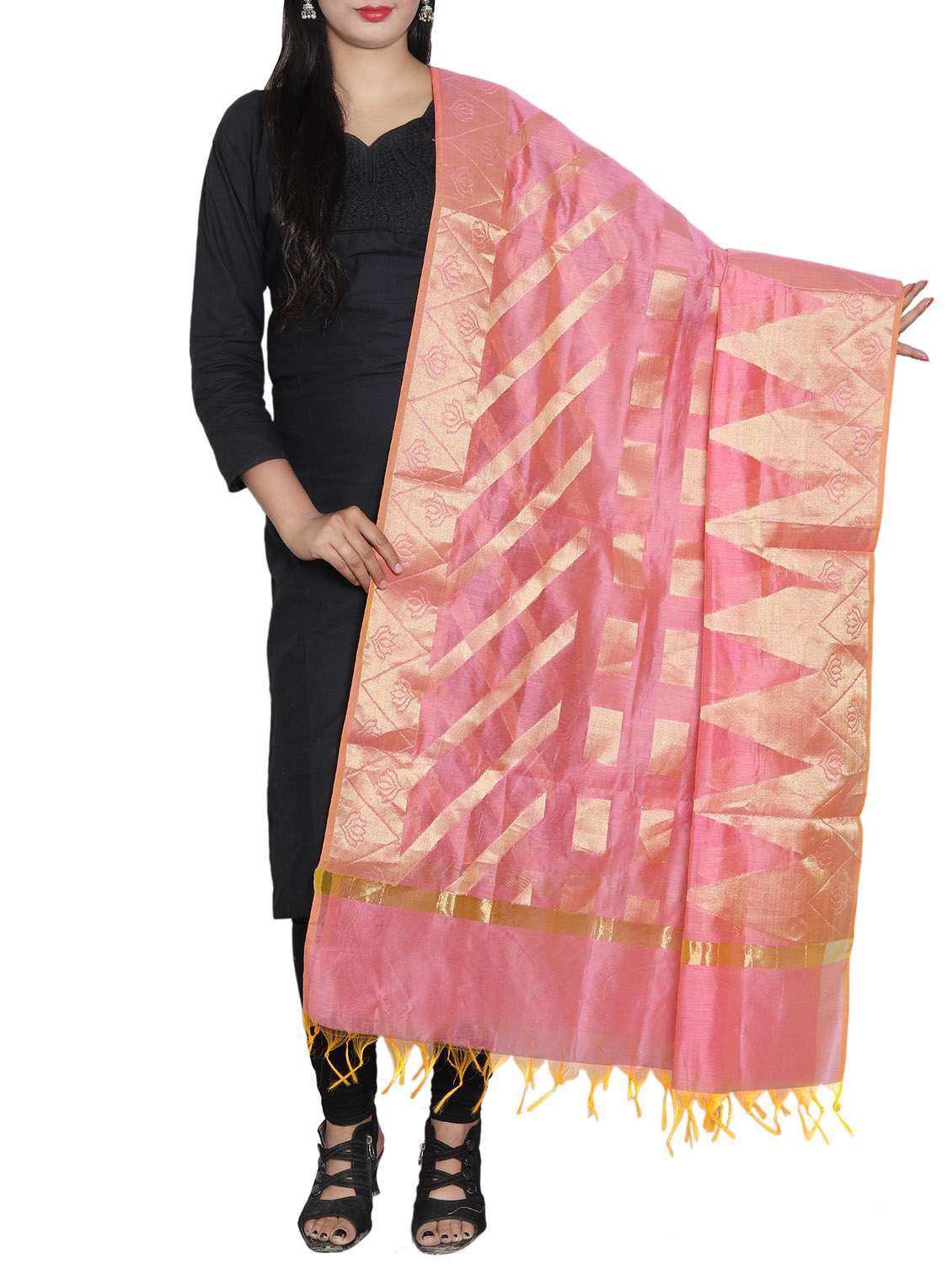 pink chanderi dupatta - 14935002 -  Zoom Image - 0