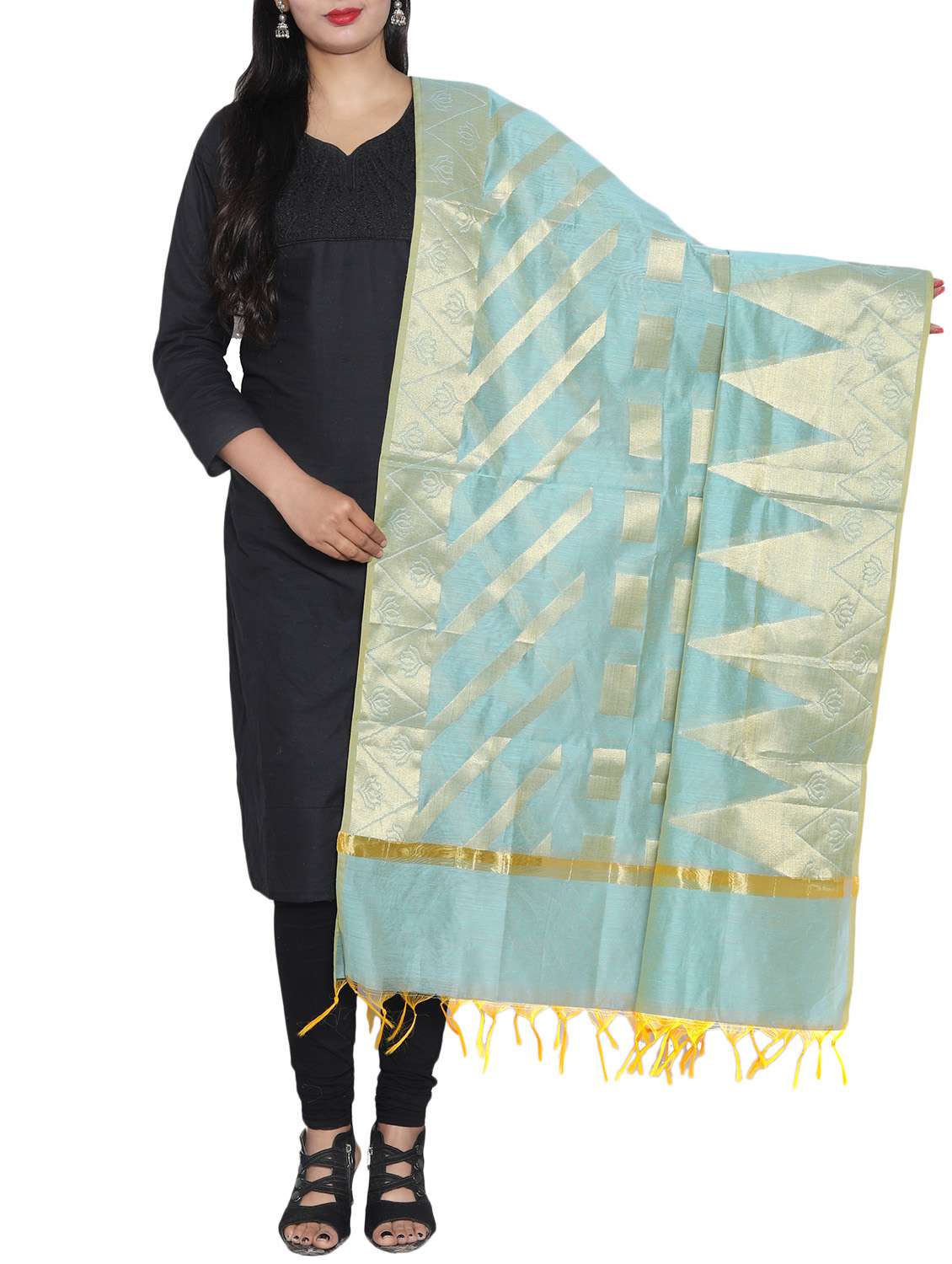 sky blue chanderi dupatta - 14935003 - Zoom Image - 0
