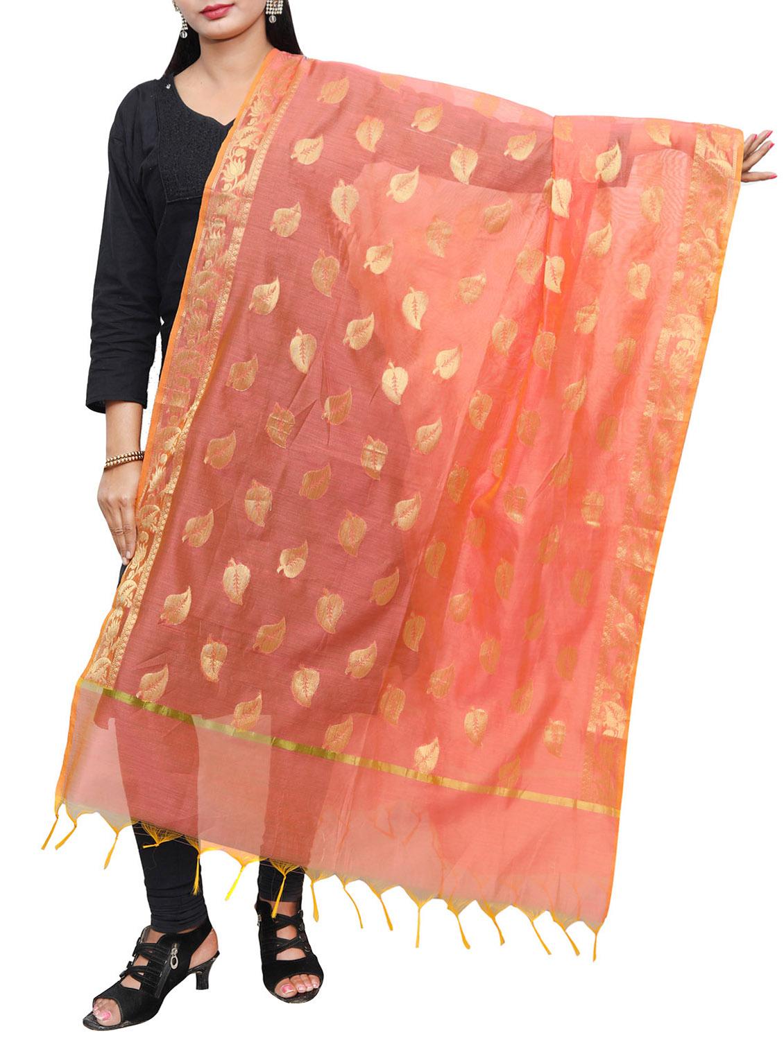 peach chanderi dupatta - 14935008 -  Zoom Image - 0