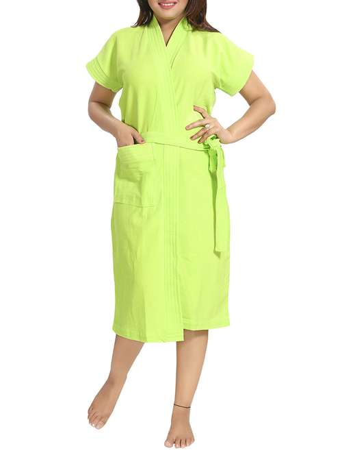 solid women cotton bath robe - 14936290 -  Standard Image - 0