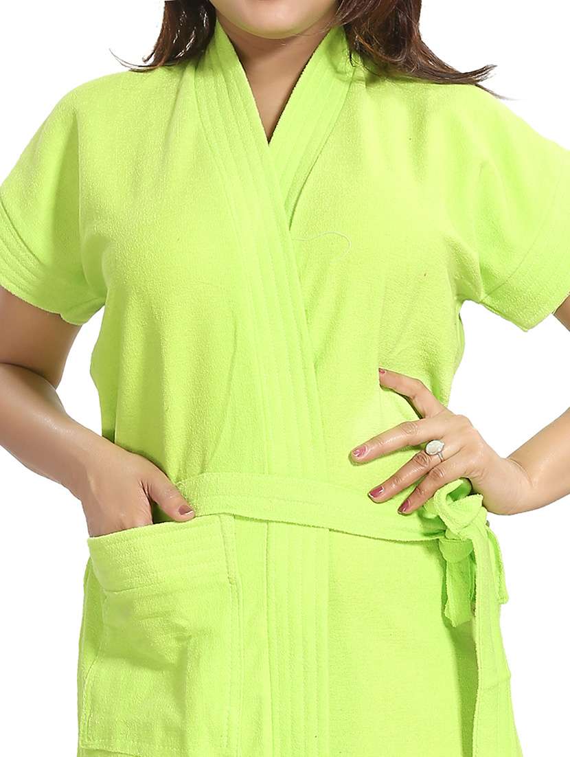 solid women cotton bath robe - 14936290 -  Standard Image - 3