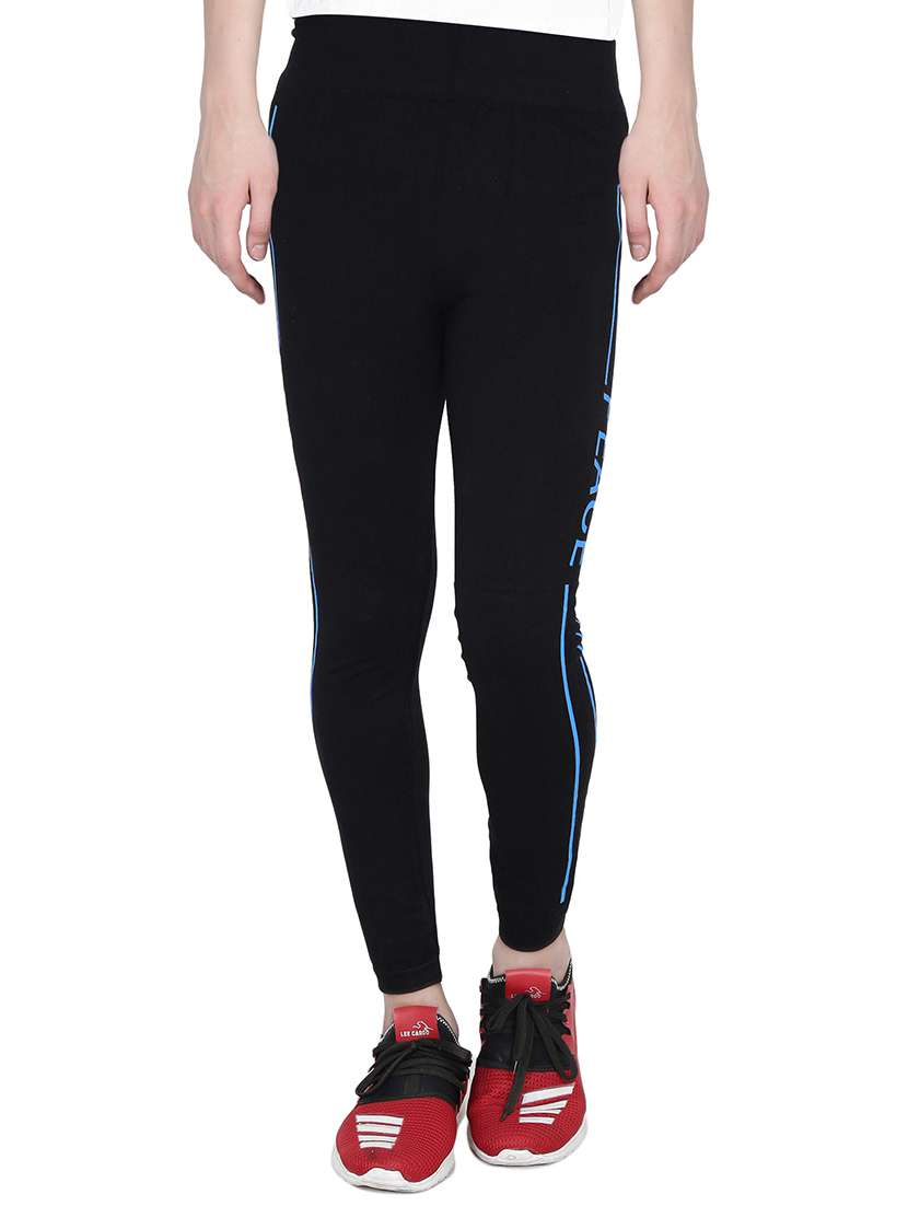 black printed track pants