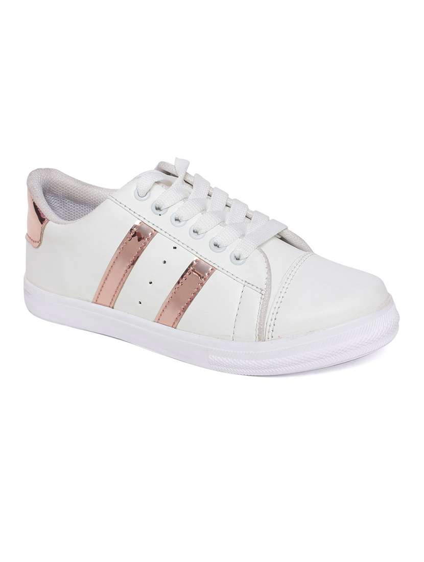 white leatherette laceup sneakers