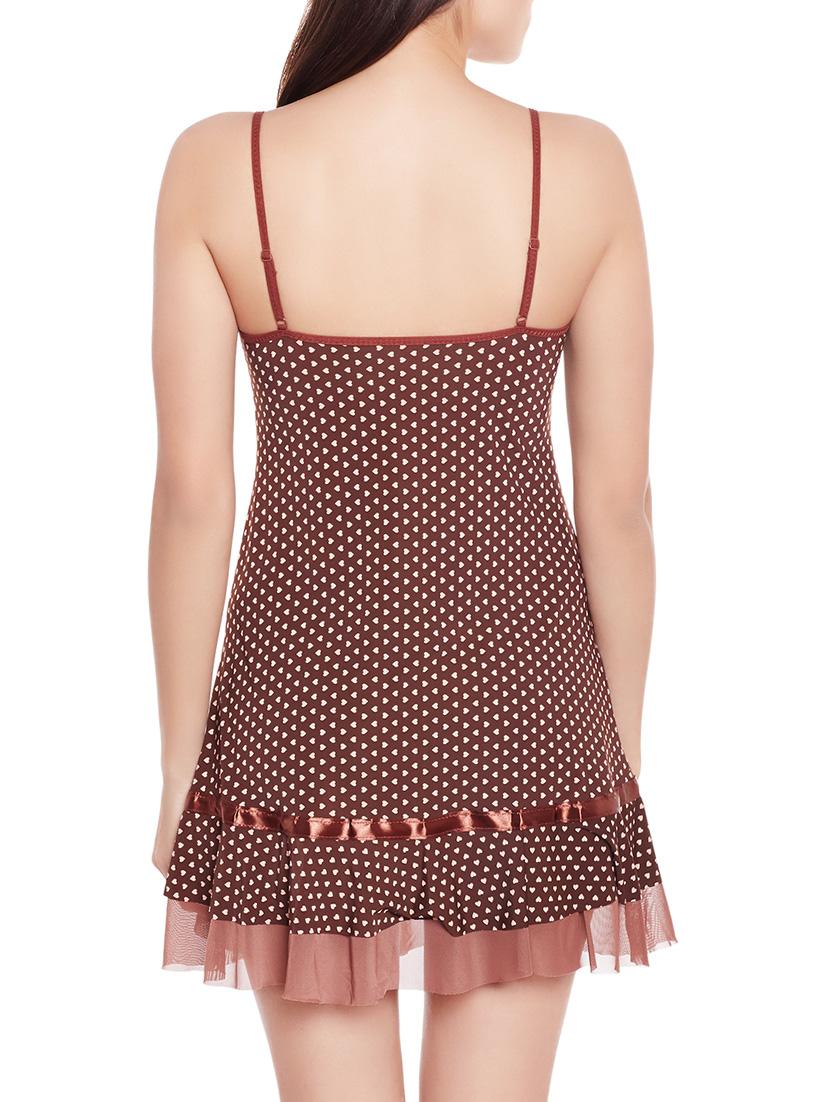 brown printed nighty - 14948426 - Standard Image - 3