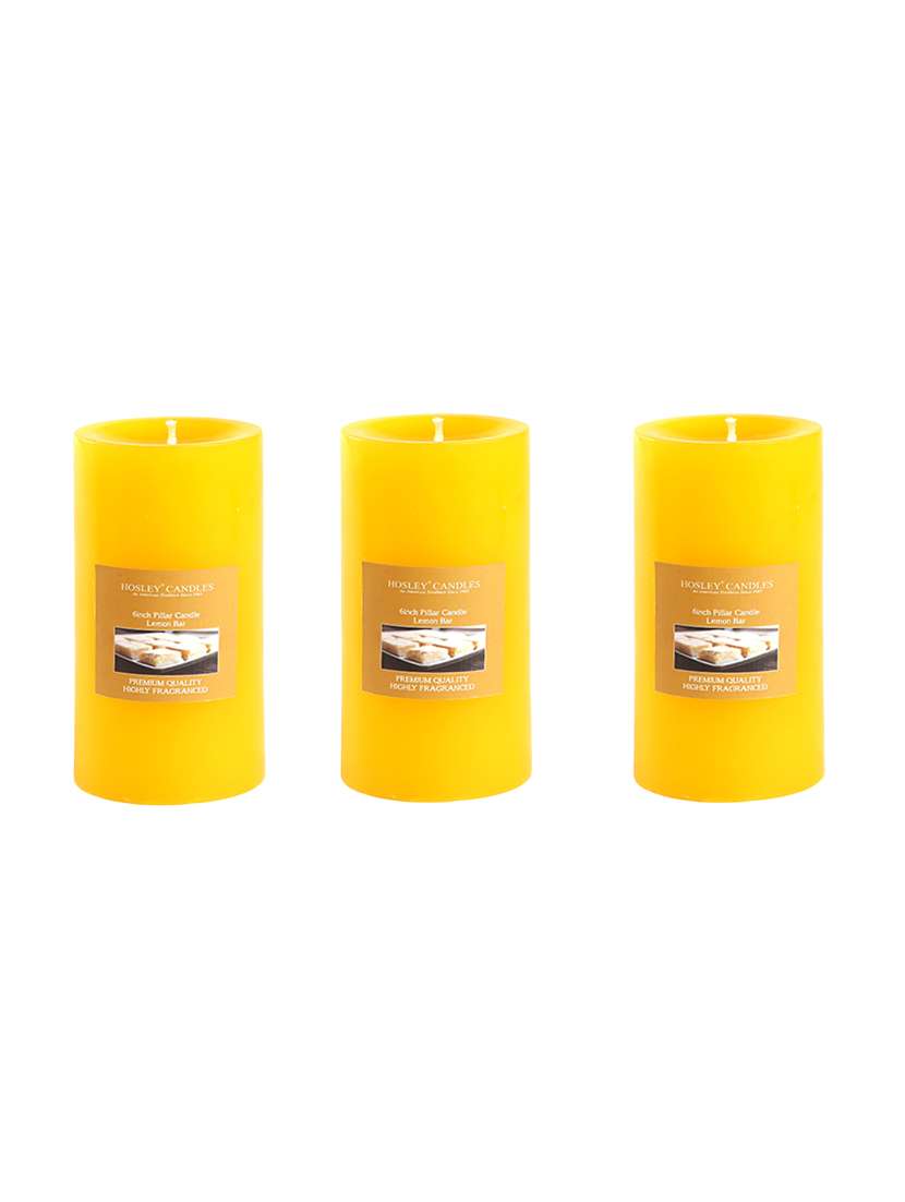set of 3 lemon bar 6 inch pillar candles