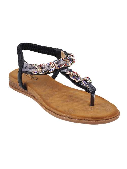 black faux leather back strap sandals - 14949238 -  Standard Image - 0