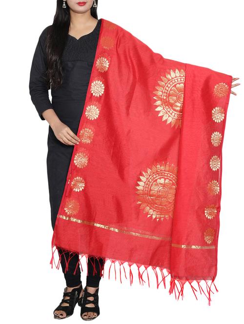 red chanderi dupatta - 14953138 -  Standard Image - 0