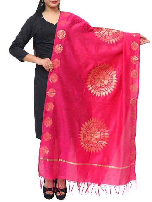 pink chanderi dupatta - 14953140 -  Standard Image - 0