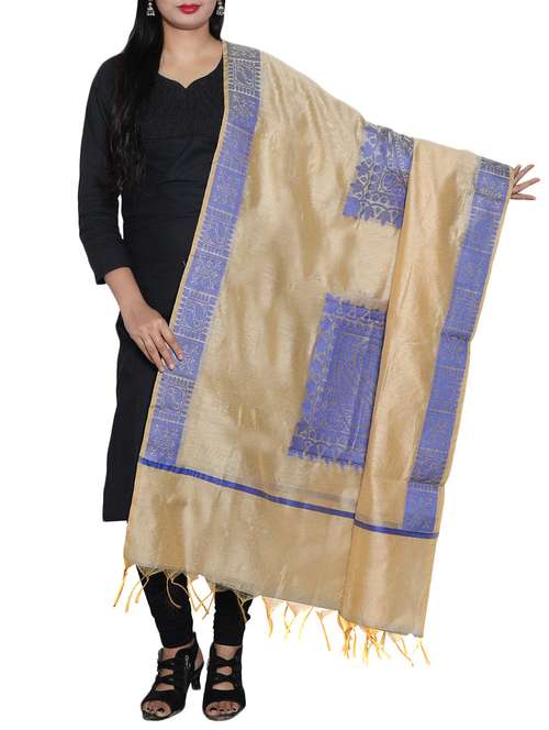 beige chanderi dupatta - 14953144 -  Standard Image - 0