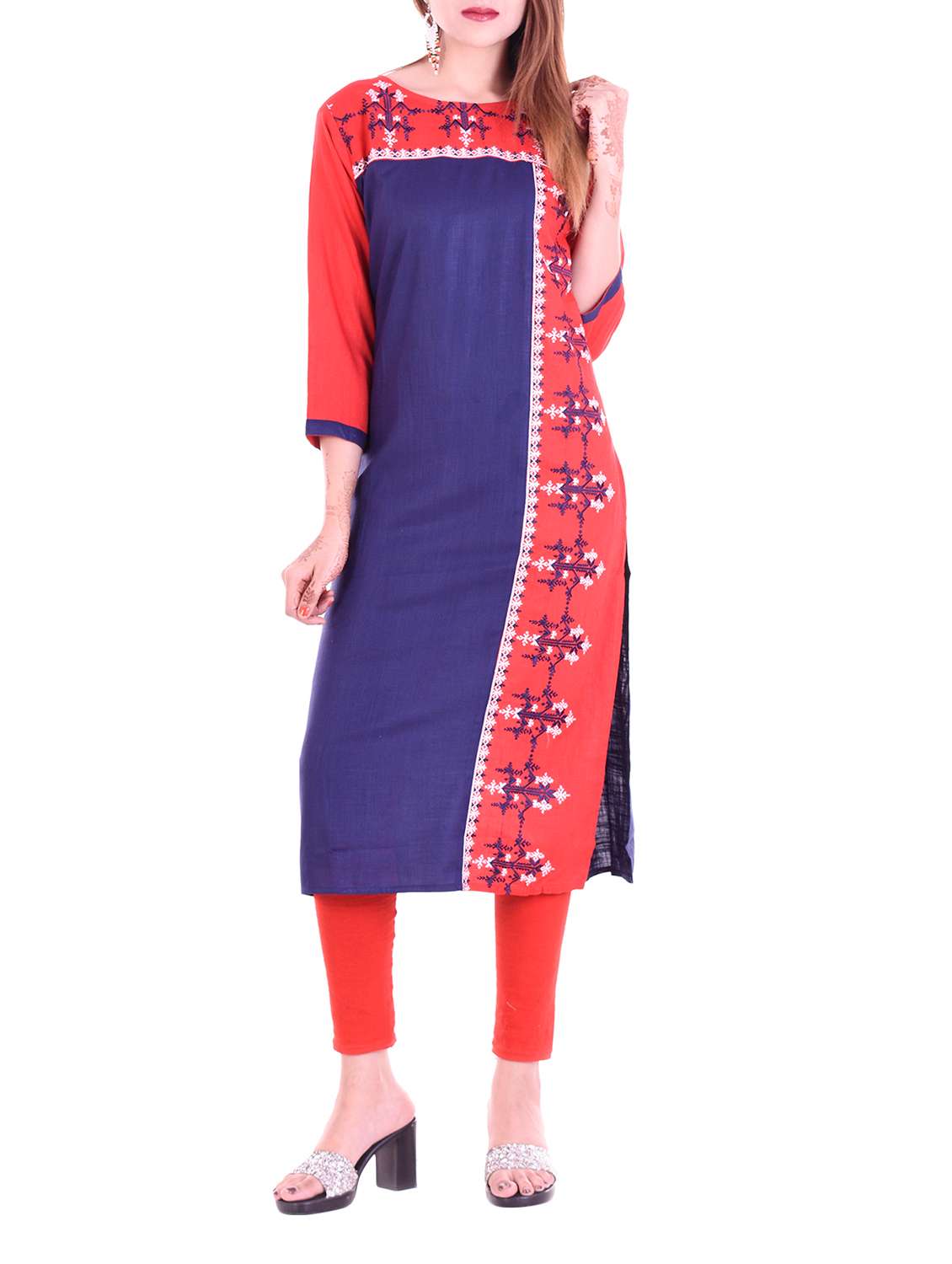blue viscose straight kurta