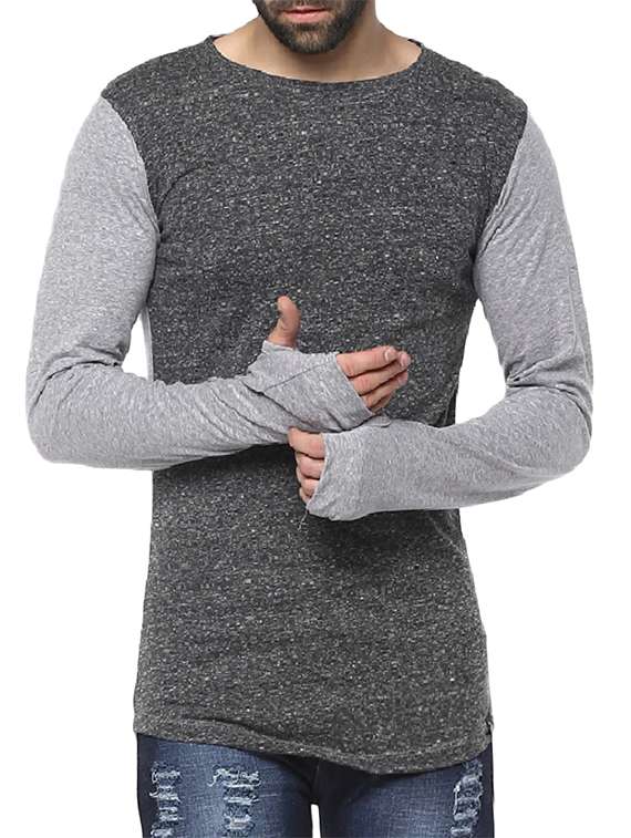 grey cotton thumb hole t-shirt