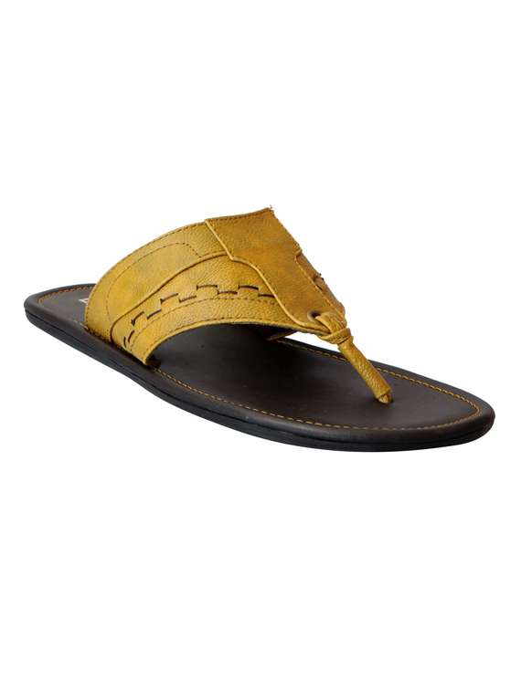 yellow leatherette toe separator slipper