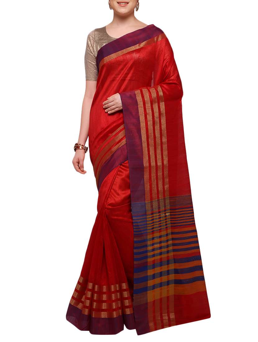 red silk bordered saree with blouse