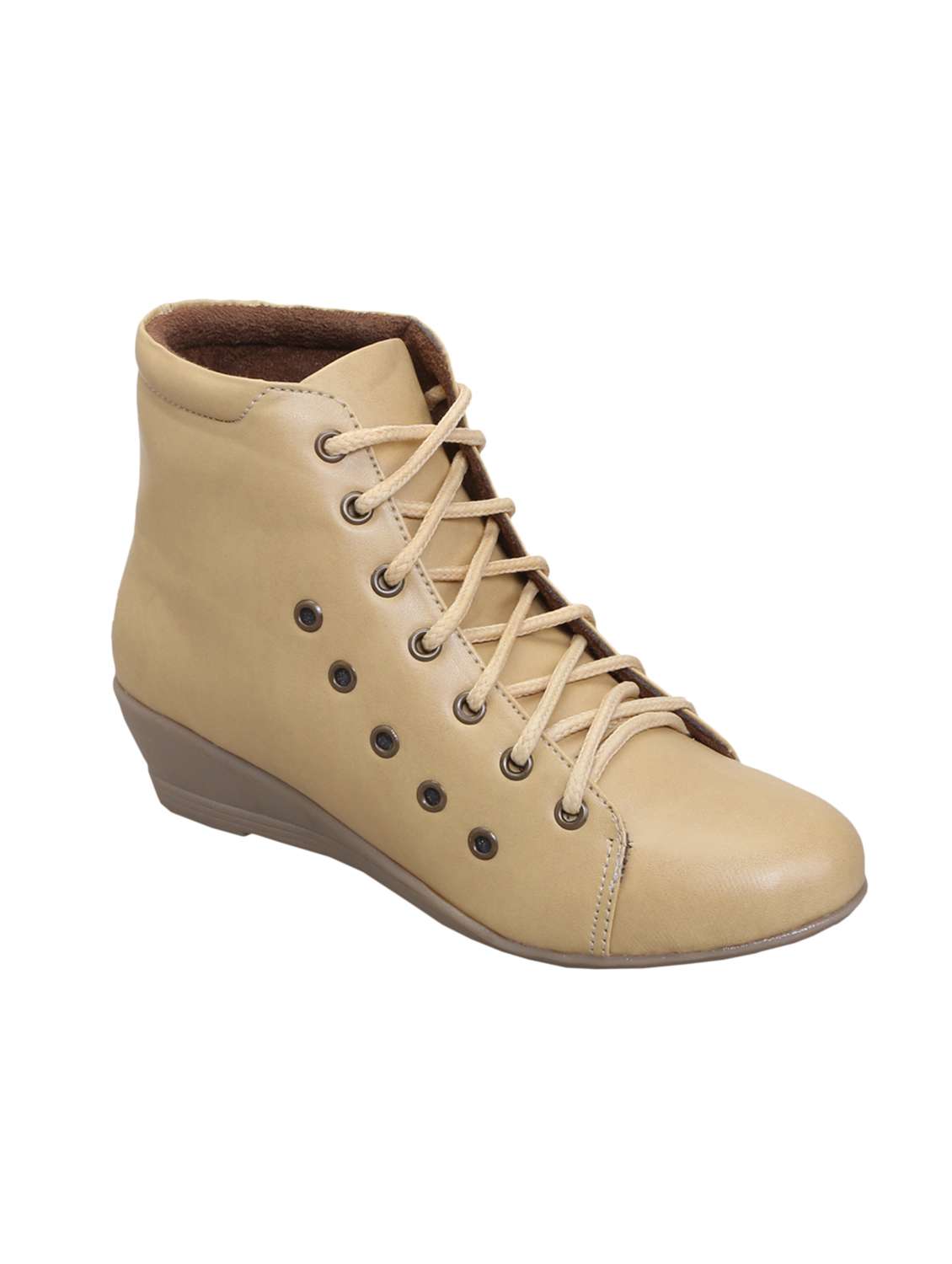 beige lace-up ankle boot