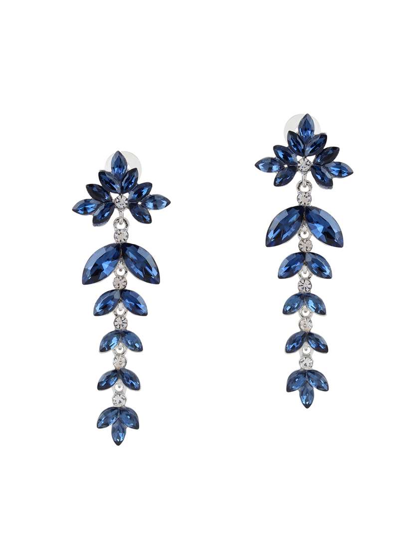 blue metal drop earrings