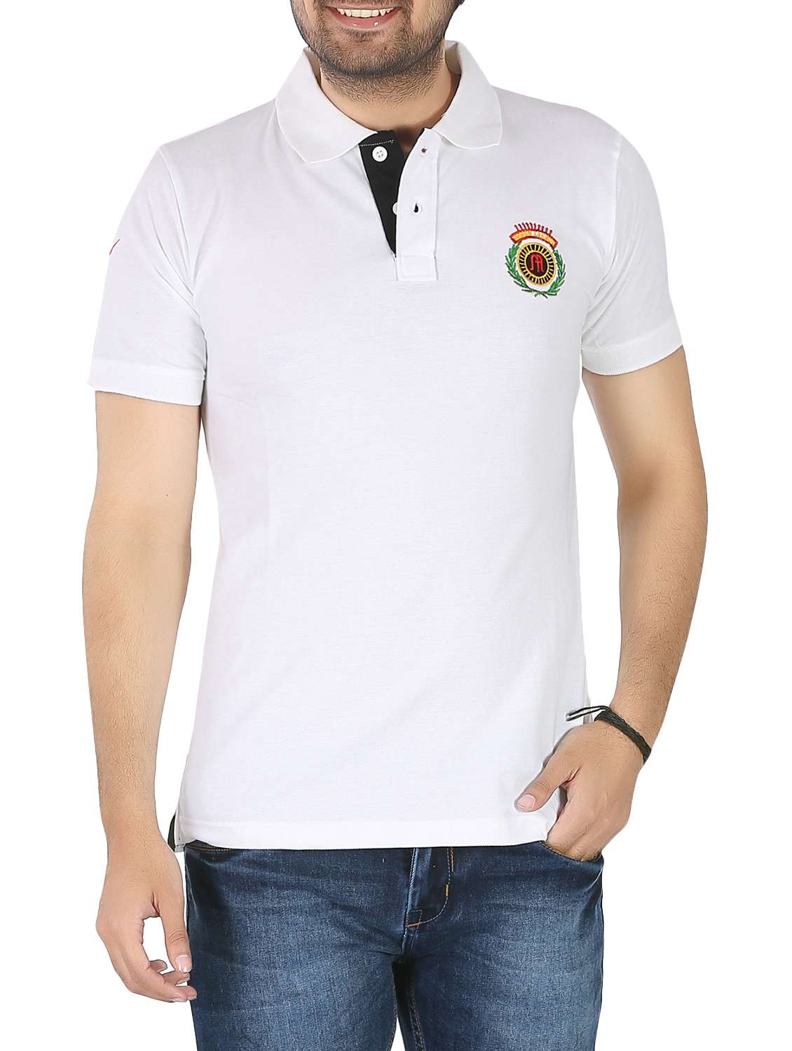 white solid polo t-shirt