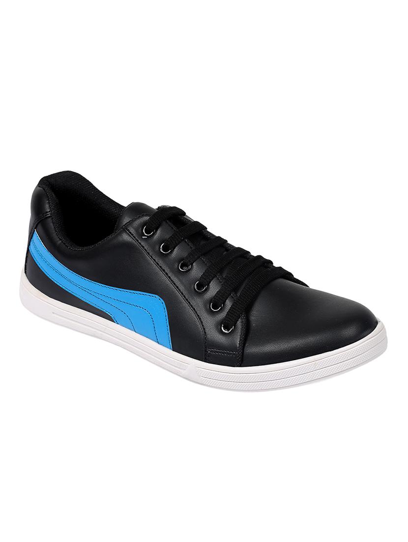 black leatherette lace up sneaker - 14960024 - Zoom Image - 0