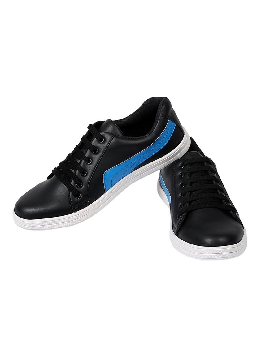 black leatherette lace up sneaker - 14960024 - Standard Image - 3