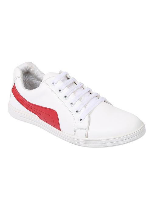 white leatherette lace up sneaker - 14960028 - Standard Image - 0