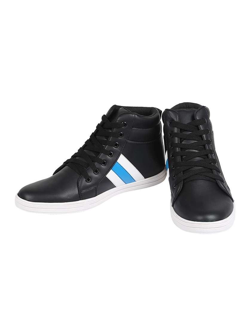 black leatherette lace up sneaker - 14960255 -  Standard Image - 3