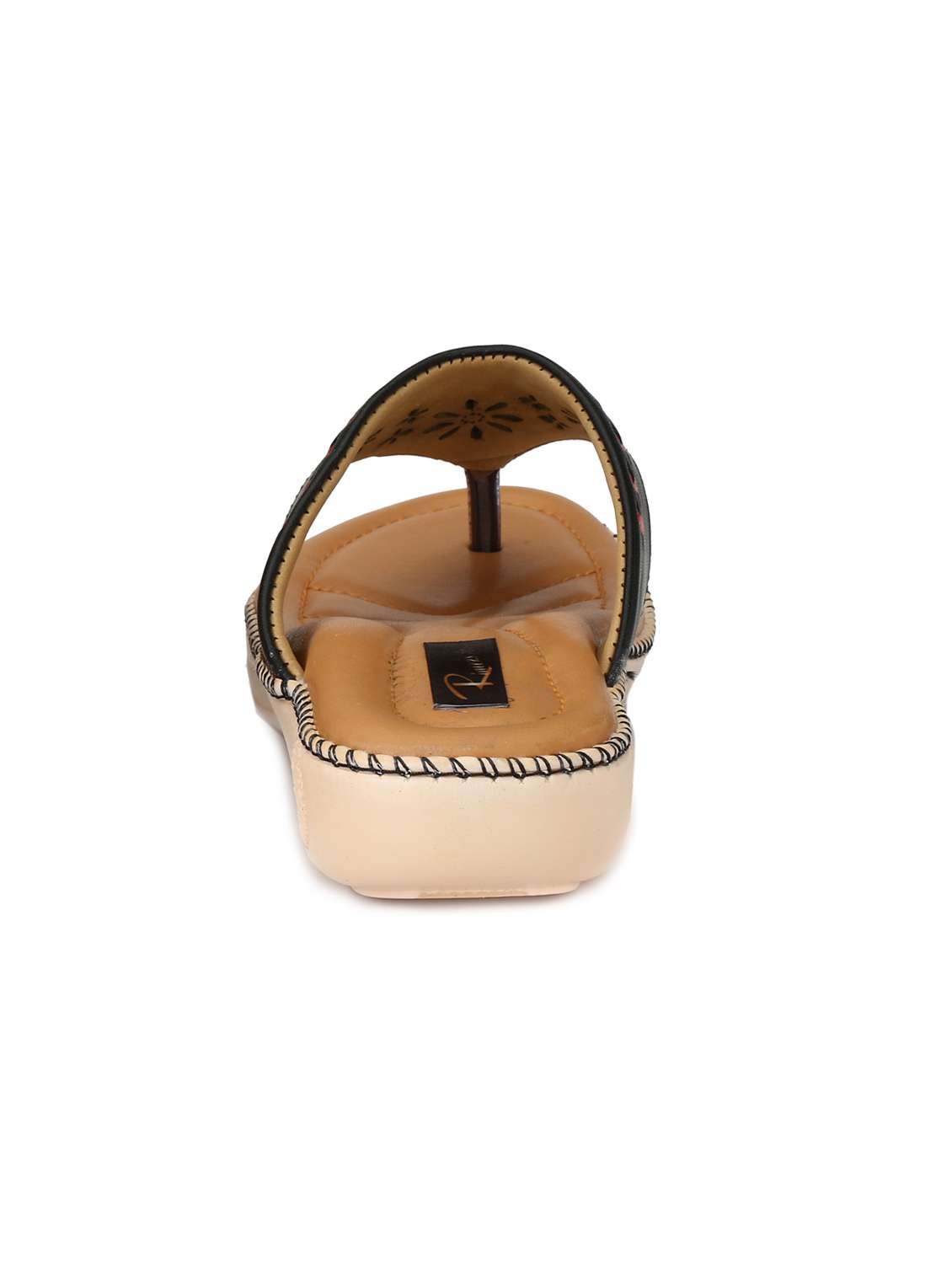 black leatherette slippers - 14963441 -  Standard Image - 3